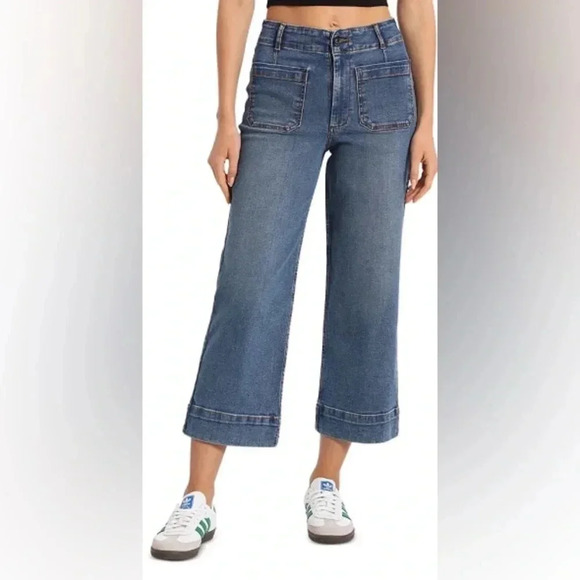 Bagatelle High Rise Cropped Straight Jeans in Soho Wash - Picture 1 of 5